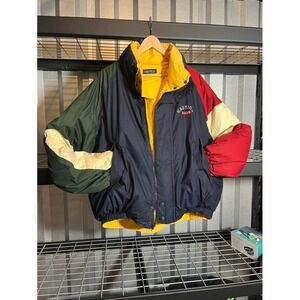 Vintage Nautica Color Block Puffer Jacket Reversible Mens‎ Size XL